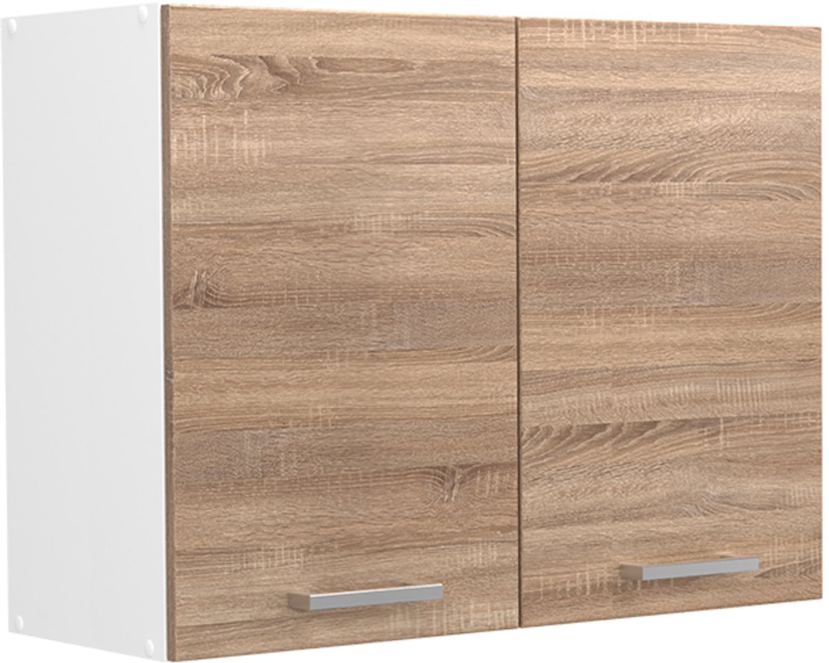 Vicco Glazen keukenkast R-Line, Sonoma/Wit, 80 cm