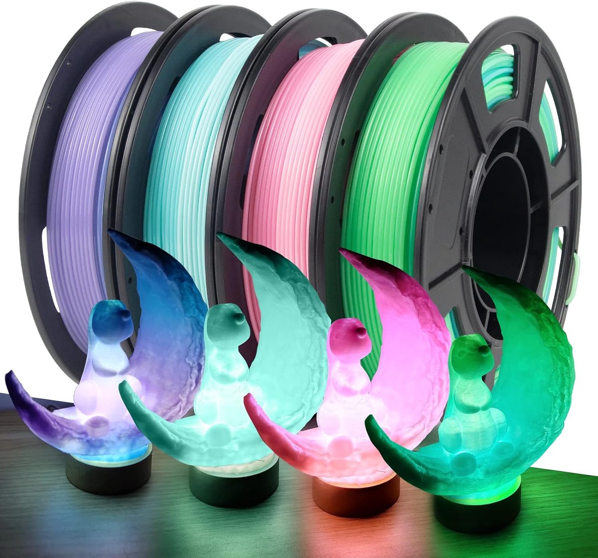 3D-printerfilament 1,75 mm - PETG - 4 kleuren tweekleurig - ideaal voor creatieve projecten - ShopVlot