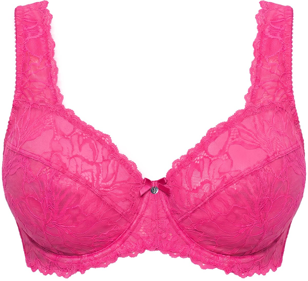 Ulla Popken - Dames - Beugelbeha kant brede schouderbandjes - Felroze - Maat 110B