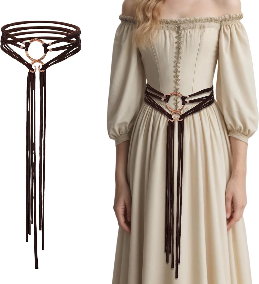 Langwerpige Leren Schouderriem, Middeleeuwse Viking Troll Kruisriem voor Dames, Ren Faire Accessoires, Heksenriem, Historische Mode voor Vrouwen