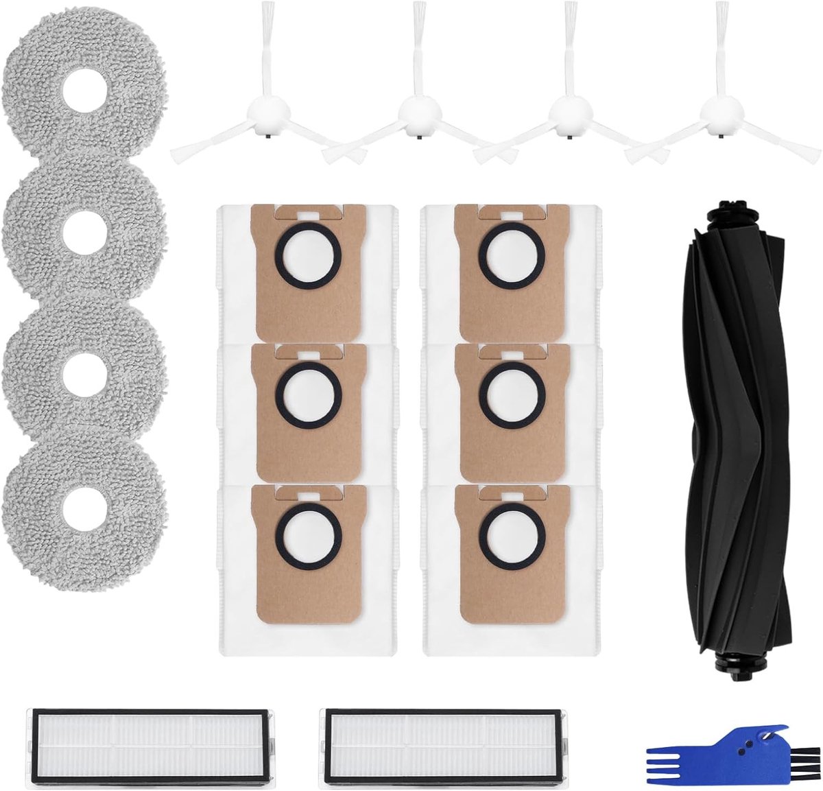 Accessoire Set voor Stofzuiger met 18 Onderdelen, Inclusief Rubber Borstel, Mop Pads en Filters voor Optimale Reiniging