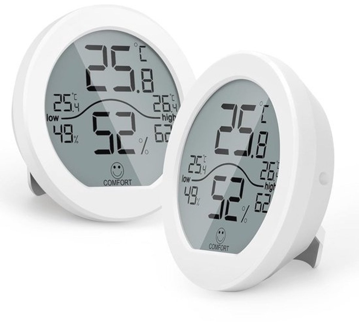 Digitale LCD Hygrometer Thermometer - 2 Stuks Temperatuursensor voor Binnen met Minimale en Maximale Waarden