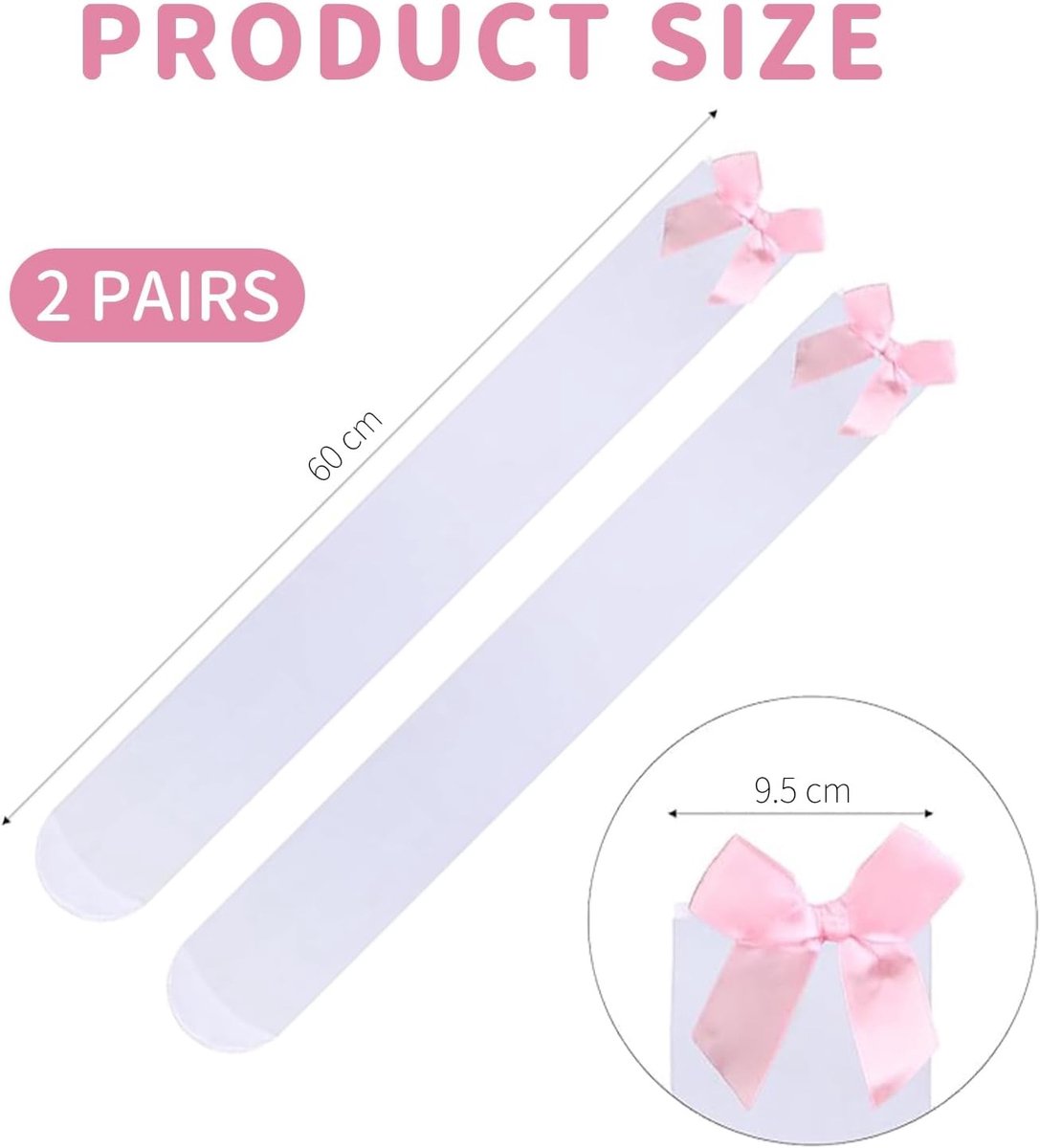 Elegante Witte Satijnen Overknee Kousen met Strik - 2 Paar, Ideaal voor Feestjes, Cosplay en Speciale Gelegenheden