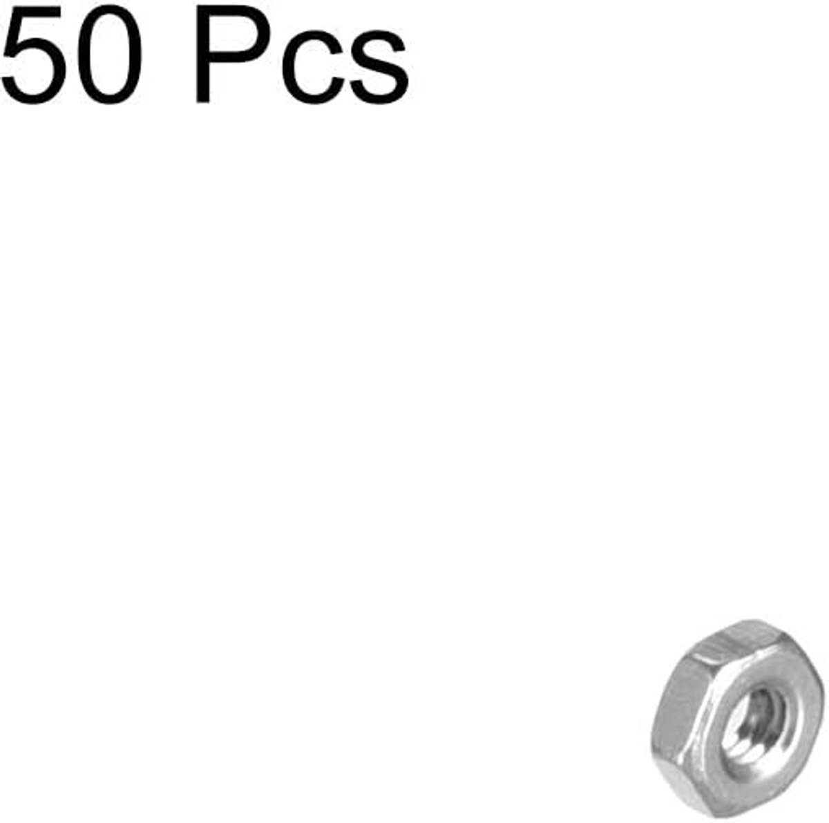 M1.6 304 mollenmoer Hex 25 stuks zilver M2 (50 pcs)