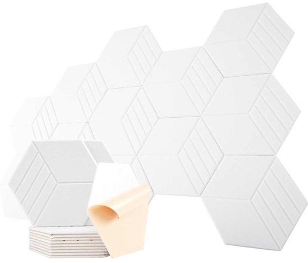 Akoestische panelen zeshoekige accuwandpaneel geluidsabsorberend en zelfklevend 12 stuks - geluidsisolatie wand - stijlvolle 35 cm schuim akoestische platen - gaming & binnenmuur