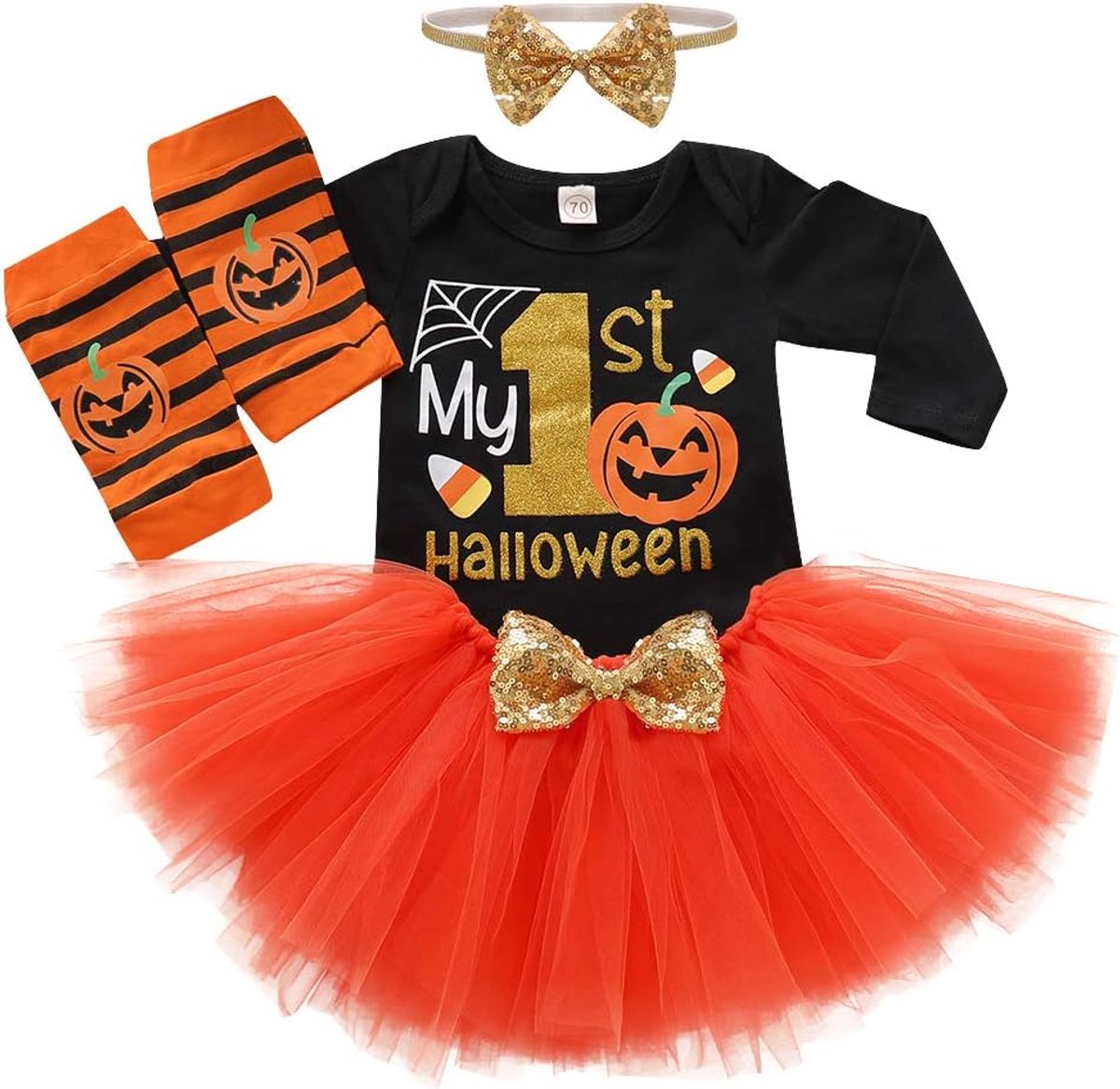 Kostuums, Mijn Eerste Halloween Outfit Meisje, Pasgeboren Halloween Kostuum Meisje, Baby Halloween Outfits, 4 stuks Halloween Baby Kleding Set