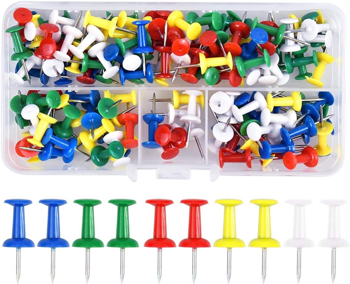 2 Dozen 200 Stks Kleurrijke Push Pins met Plastic Hoofden en Staal Punten, Kaart Tacks Tekening Pins, Tekenen Push Pins, Kaart Thumb Tacks, Kaart Pins voor Kaart Tekenen Cork Notice Board Decoratieve Office