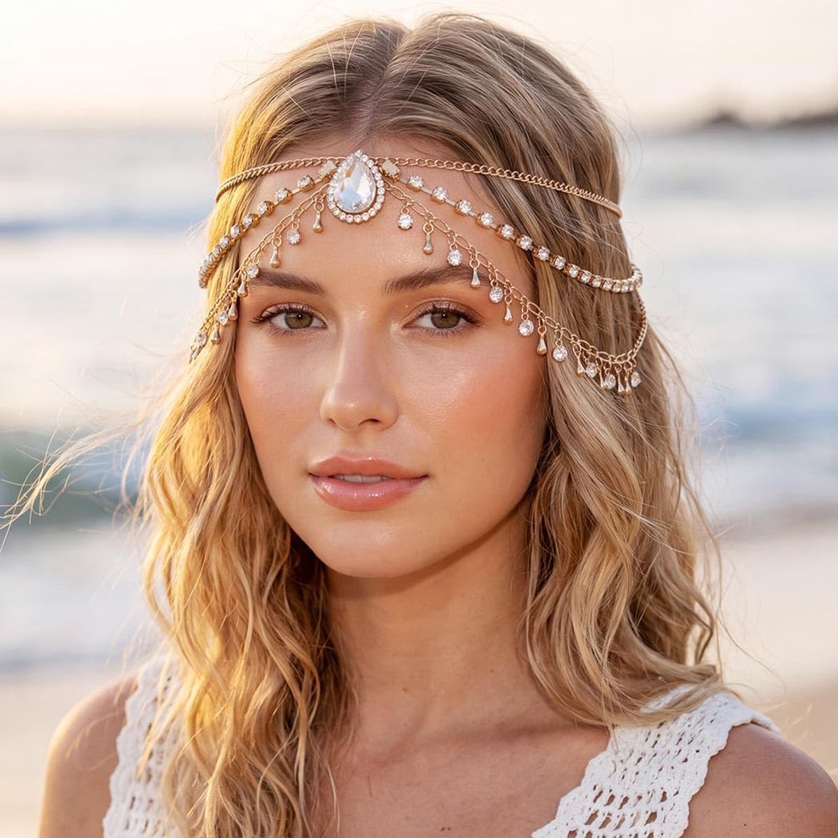 Hoofdketting met strass - haarkettingen, festivalkostuum, haaraccessoires voor dames