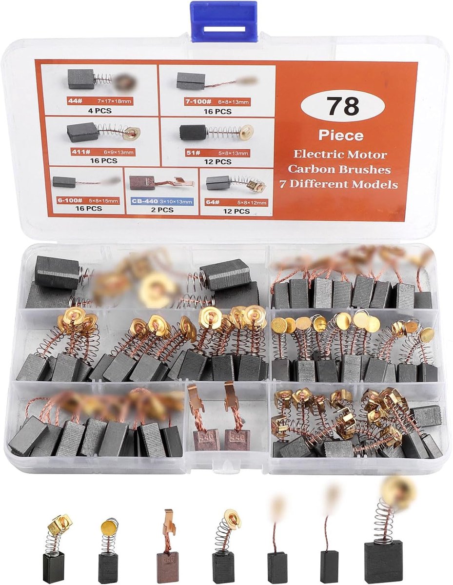 76 stuks koolborstels, motorkolen elektrisch gereedschap + 2 stuks, compatibel met Makita, koolborstels, vervangende motorkoolborstels met veer, voor haakse slijper, elektromotor, boorhamer