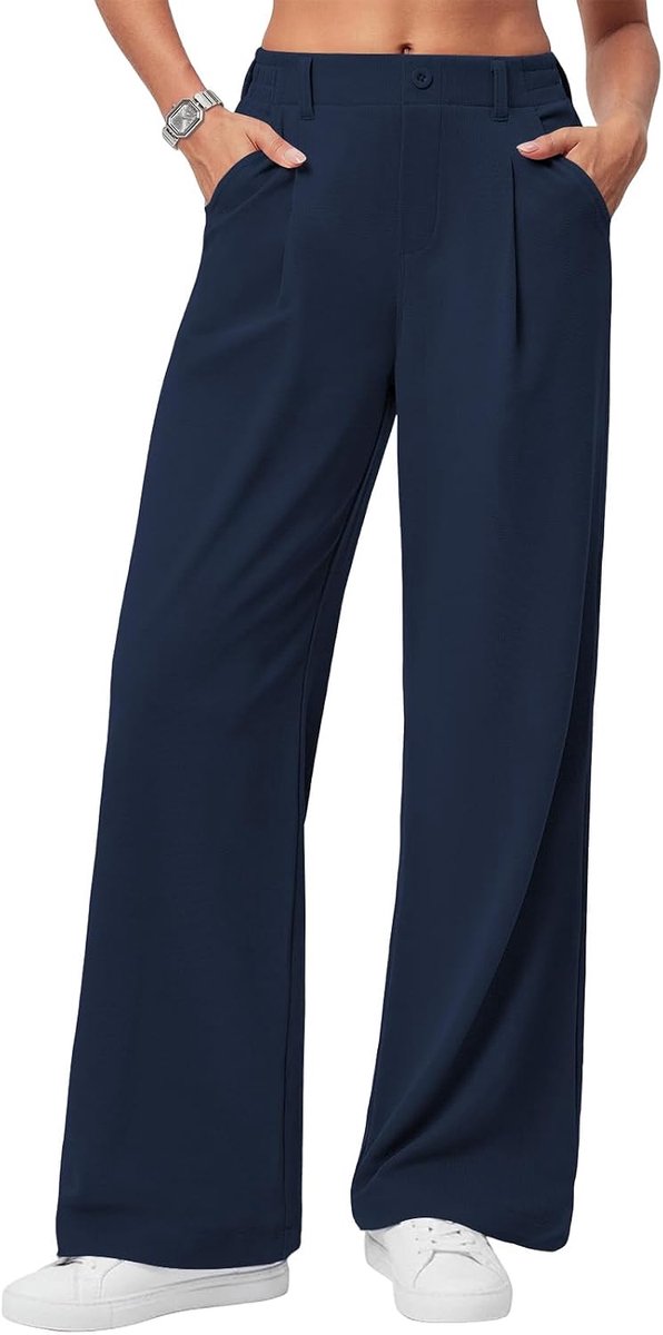 Damesbroek Casual Elegante Wafelstof met Zakken Lichte Zomer