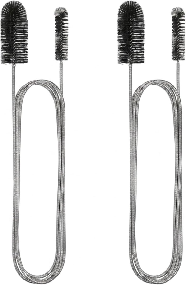 2 stuks slangborstel 200 cm, dubbele koppige flexibele buisreinigingsborstel met roestvrijstalen handgreep, lange afvoerborstel voor wastafel, aquarium, filter, buizen en buisborstel