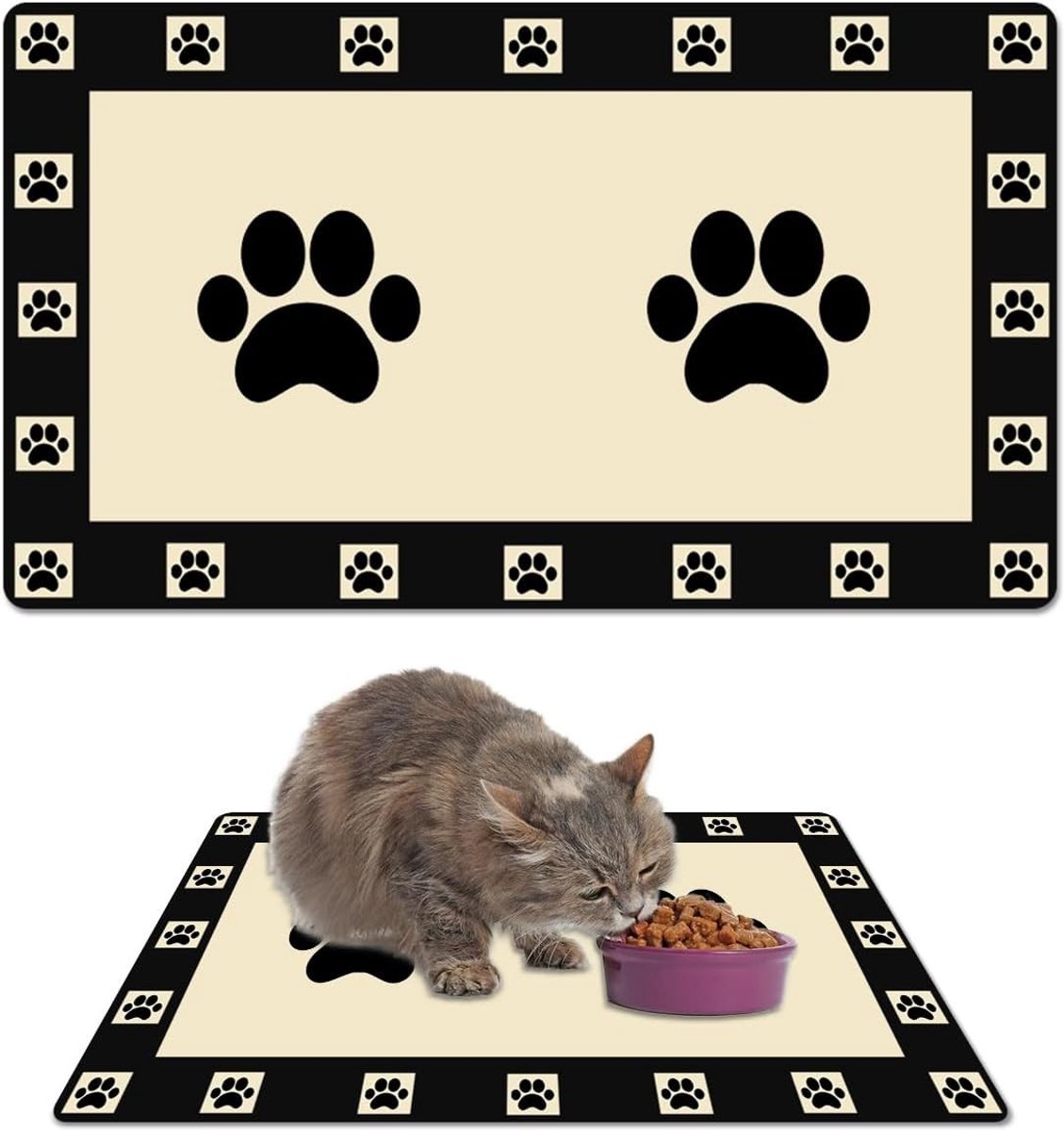 Absorberende voer- en drinkmat voor honden en katten, 50x30 cm, antislip, waterdicht, gemakkelijk schoon te maken