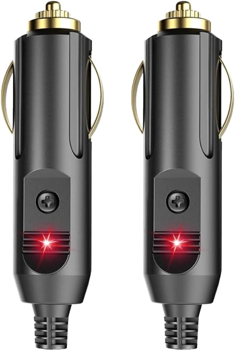 2 stuks sigarettenaansteker, 12 V/24 V sigarettenaansteker, stekker 20 A met rode led, 10 A/15 A zekering, vervangende autostekker, volledig koper, AUX-aansluiting voor auto, vrachtwagen, auto