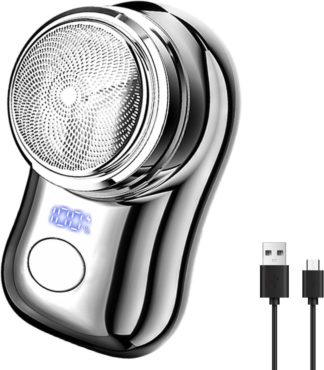 Draagbaar USB elektrisch scheerapparaat voor mannen - USB mini elektrisch scheerapparaat, zakformaat elektrisch scheerapparaat, LED digitaal display, klein elektrisch gezicht baardscheerapparaat voor