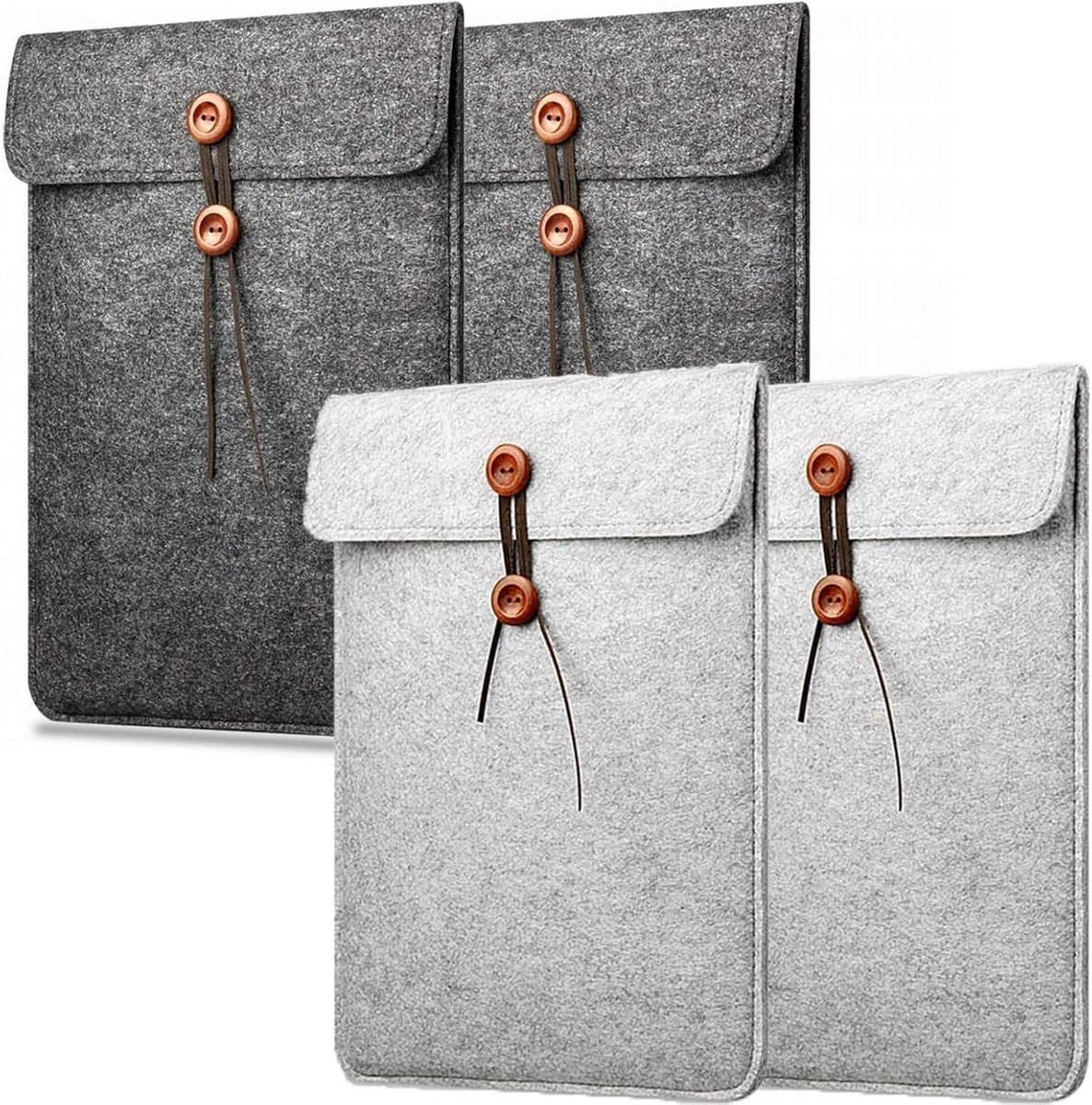 Set van 4 Vilt Documentfolders A4 - Draagbare Documententas voor Opslag, Toepassing en Verzamelmap voor Kantoor, School en Reizen - 35 x 25 cm (Grijs)