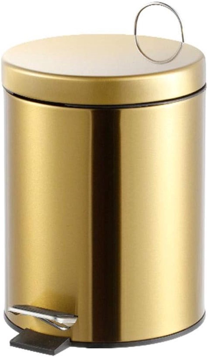 Prullenbak Stainless Steel Rubbish Bin pedaal prullenbak Wastebasket Garbage Container Bin met Deksel for badkamer keuken Waste Bin Vuilnisbak (Color : Gold, Grootte : 5L)