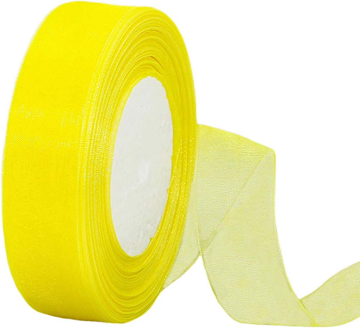 45 m organza lint citroengeel 25 mm breed Chiffo cadeaulint, transparante organza linten chiffonlint decoratief lint geschenkverpakking decoratief lint tule band voor Kerstmis, bruiloft verjaardag