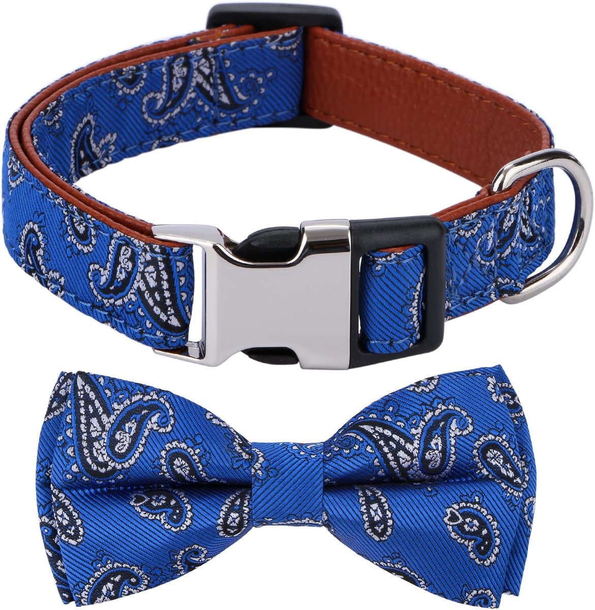 Hondenhalsbanden Blauw Paisley Patroon Large