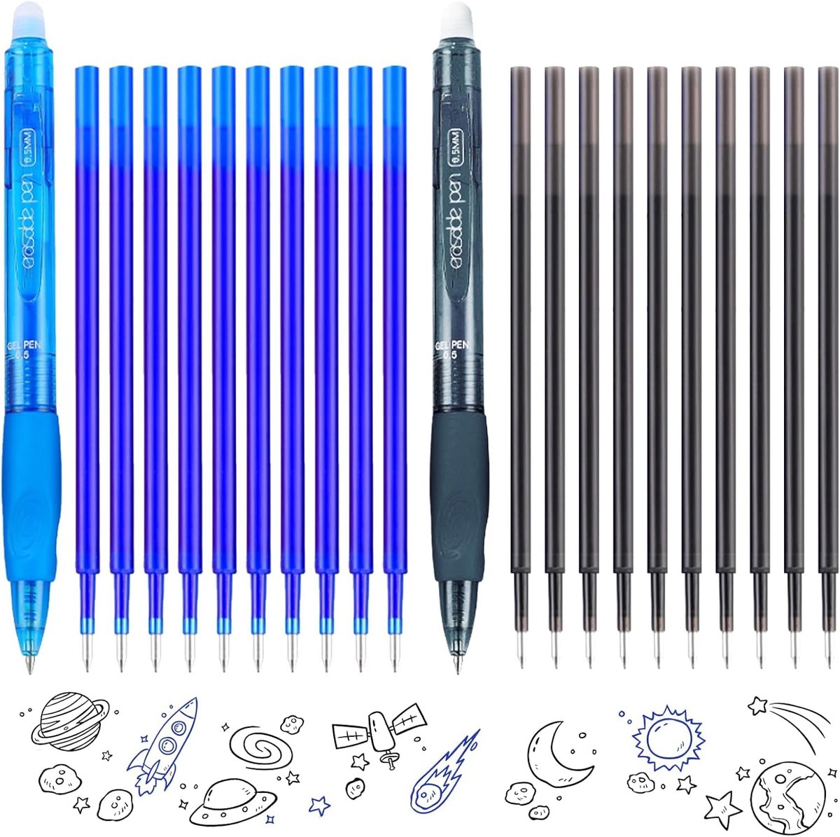 22 stuks uitwisbare reservevullingen, punt 0,5 mm, hoogte 13 cm, uitwisbare stiften, compatibel met Legami balpen, uitwisbaar, eenvoudig voor studenten, cadeau, school, kantoorbenodigdheden