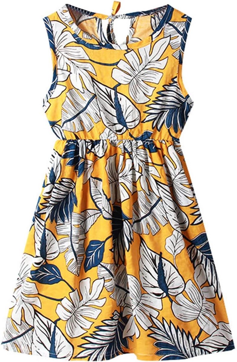 Meisjesjurk, ceremonie, bruiloft, bloemen, mouwloos, kinderkleding, katoen, zomer, prinses, mode, chic, verjaardag, casual, ademend, casual stijl, A31