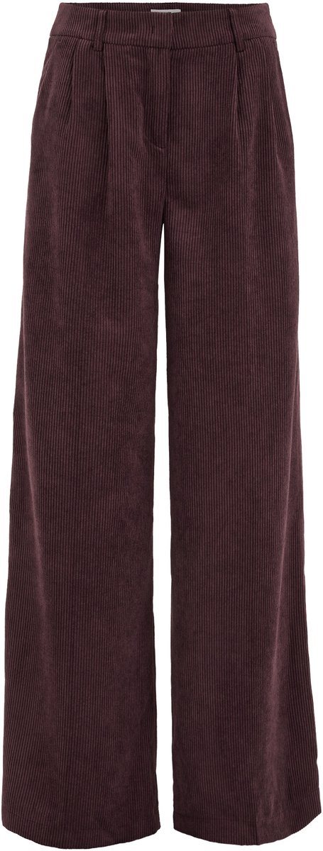 WE Fashion Dames wide leg corduroy broek met dubbele bandplooi