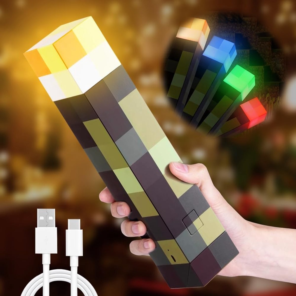 Verstelbare Wandlamp 28cm in 4 Kleuren, Oplaadbare LED Nachtlamp voor Kinderen, Geschikt voor Hand- of Wandmontage, Ideaal als Speelgoed en Cadeau