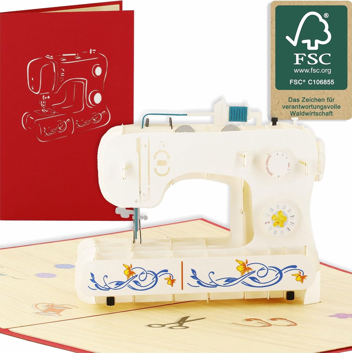 Naaimachine wenskaart - 3D vouwkaart - pop-up ontwerp - verrassing voor creatieve geesten - ShopVlot