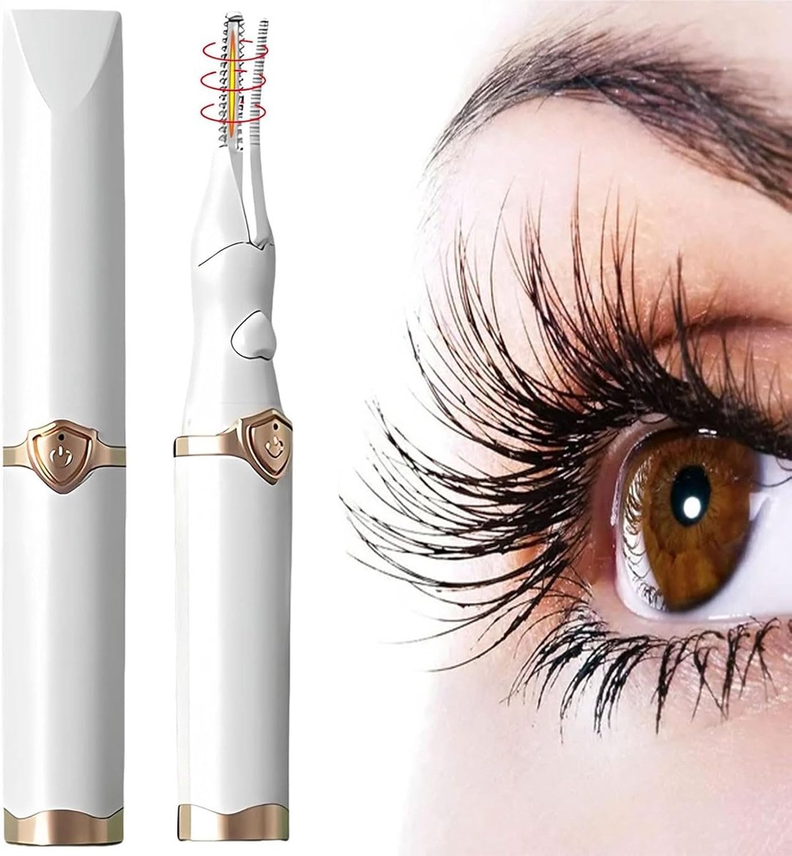 Wimperkruller, Verwarmd, Factureerbaar, Elektrisch, Oplaadbaar, Met 3 Modi, Draagbaar, Verwarmd, Wimpers Voor Alle Wimpers (Wit)
