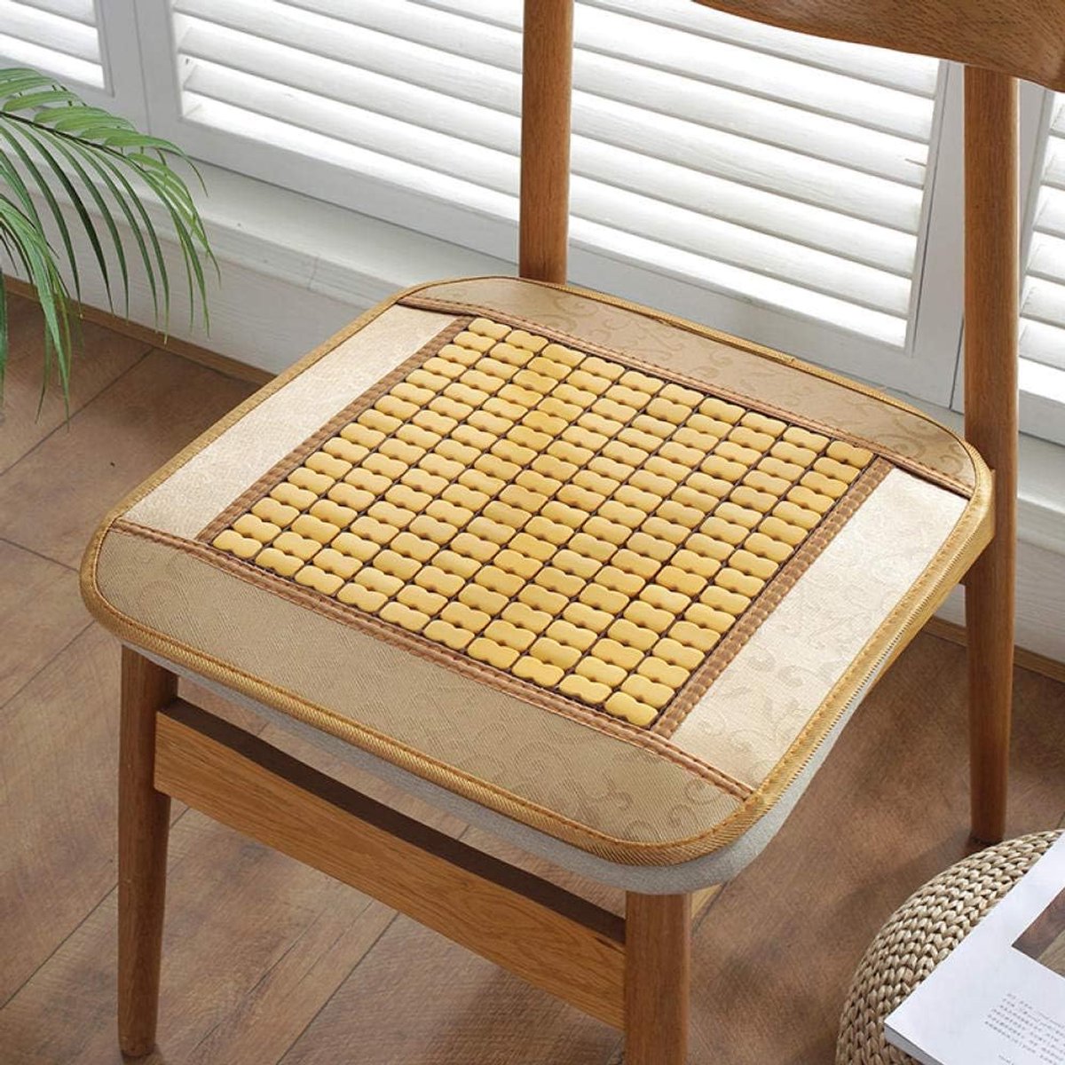 cool mat zitkussen stoelkussen ijs zijde kantoor student ijs rotan stoelkussen autostoel eetkamerstoel kussen-_Beige