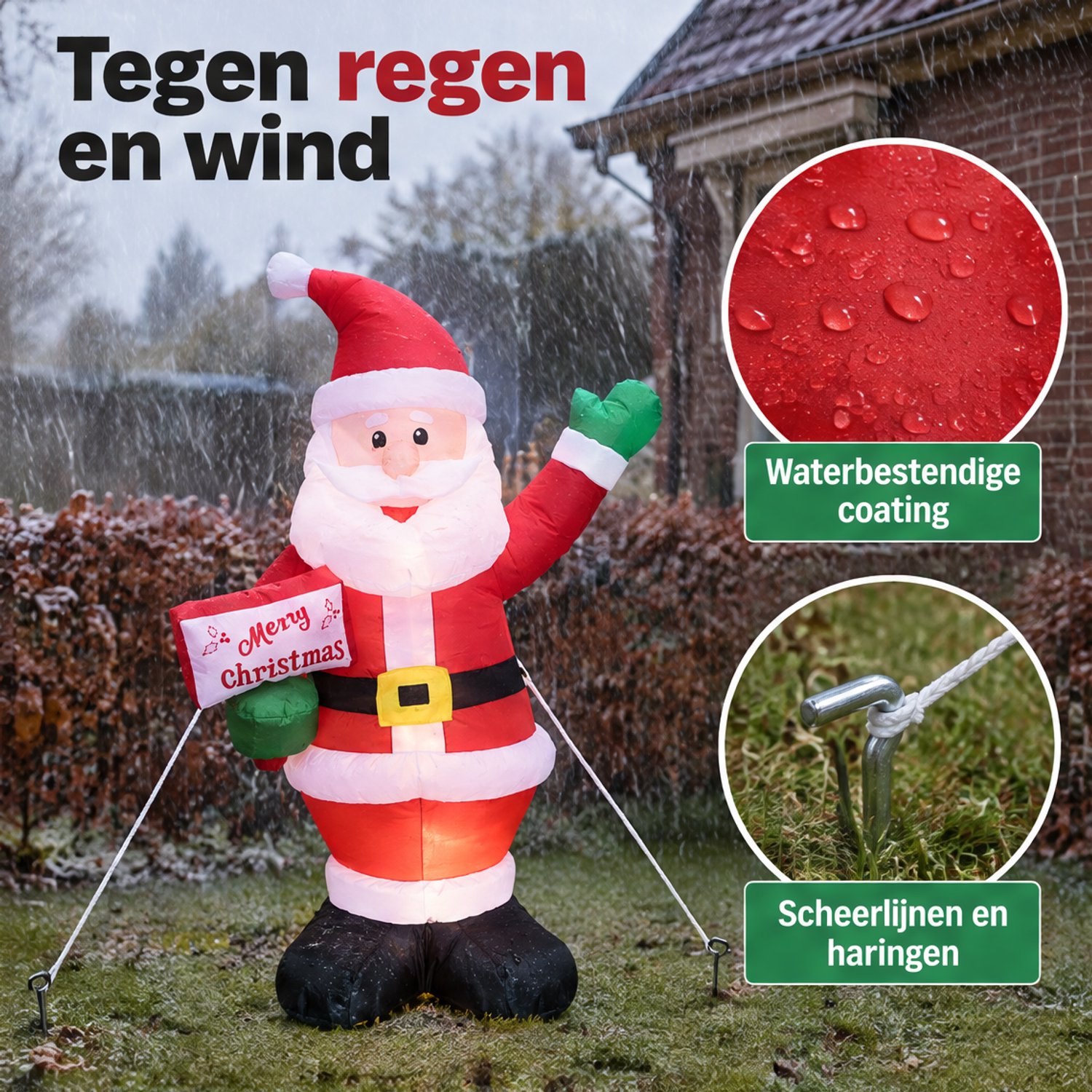 Levano Kerstversiering Buiten - Opblaasbare Kerstman - Kerstfiguren Buiten - Kerstdecoratie LED - Kerstman Verlichting - Opblaasbare Figuren - Tuindecoratie Kerst - Sfeerverlichting - Lichtfiguren Kerst – foto 4