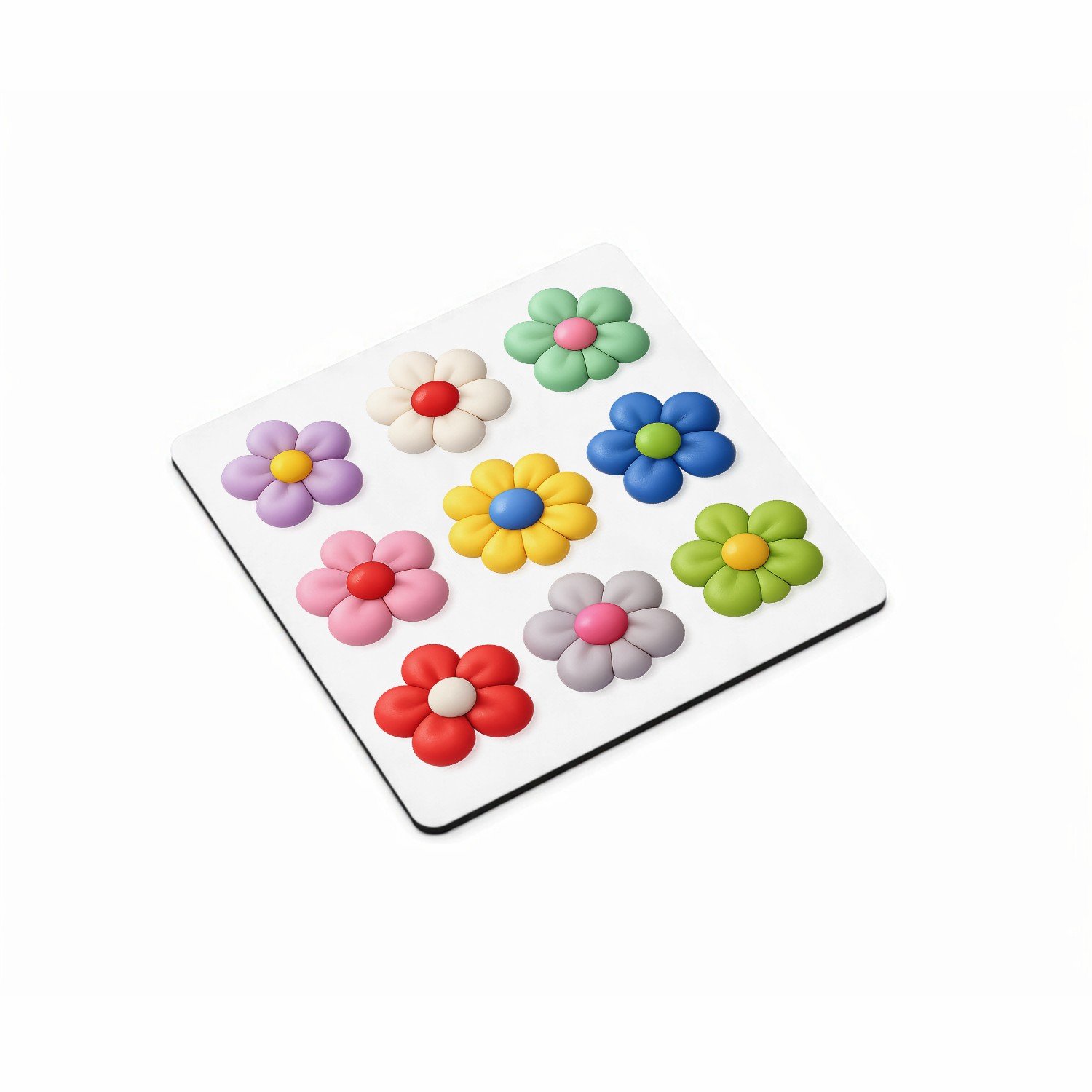 Mr Cadeautjes MDF magnetische fotolijst vierkant 9,5 - design Een reeks speelse fruitvormen met verschillende texturen, ne | cadeau Wit