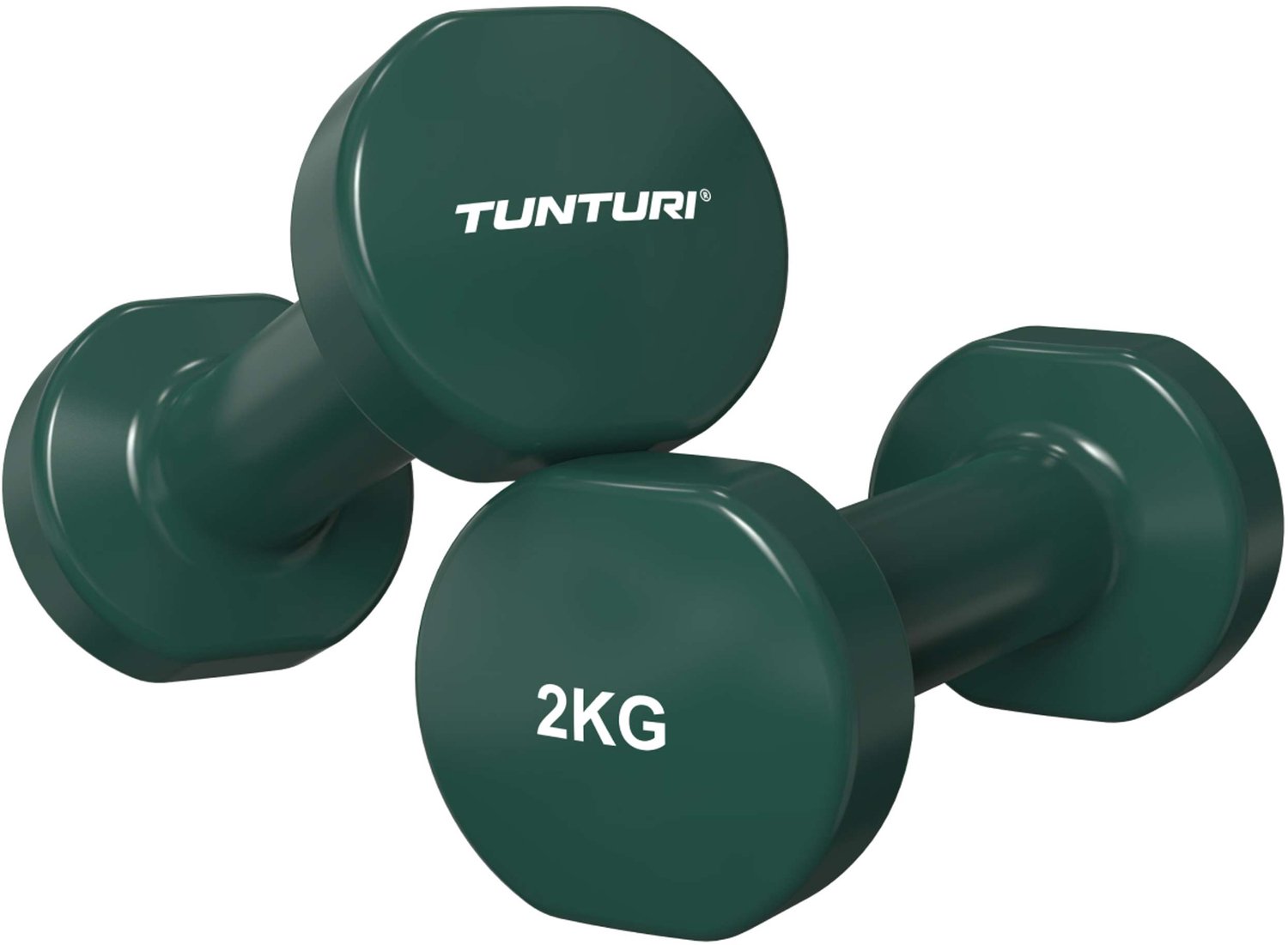 Bol.com Tunturi Dumbbell set - 2 x 2,0 kg - Vinyl - Groen - incl. gratis fitness app aanbieding