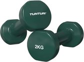 Tunturi Dumbbell set - 2 x 2,0 kg - Vinyl - Groen - incl. gratis fitness app