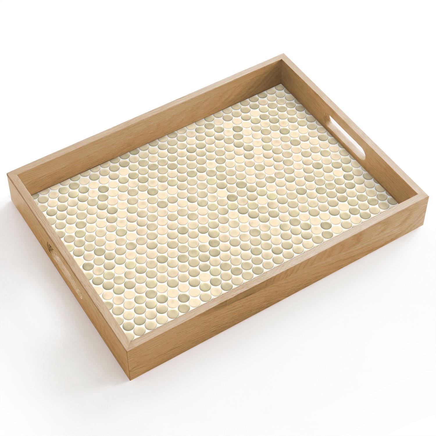 Dienblad hout 40x30 cm - Schootdienblad - Penny - Mozaïek - Zand - Borrelplank rechthoek - Plateau dienbladen