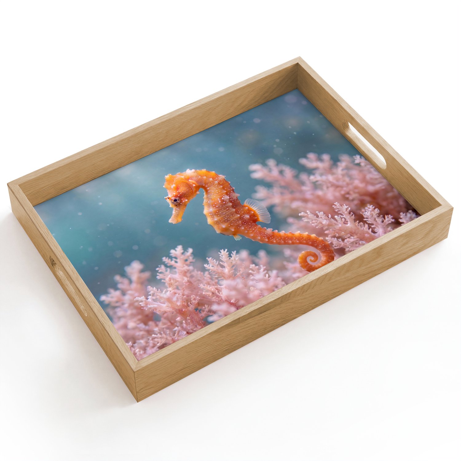 Dienblad hout 40x30 cm - Schootdienblad - Vis - Koraal - Oceaan - Macro - Oranje - Borrelplank rechthoek - Plateau dienbladen