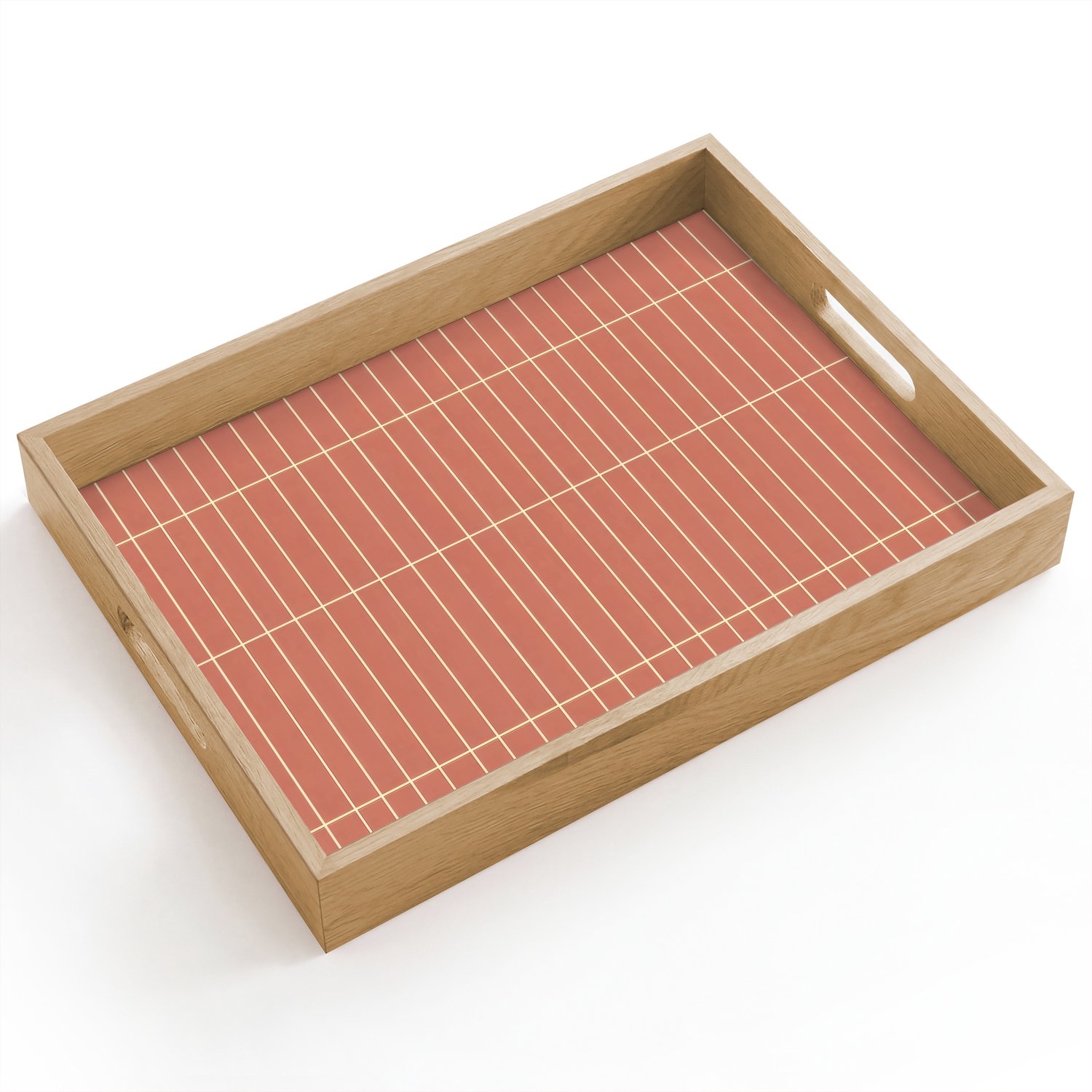 Dienblad hout 40x30 cm - Schootdienblad - Patroon - Tegels - Terracotta - Borrelplank rechthoek - Plateau dienbladen