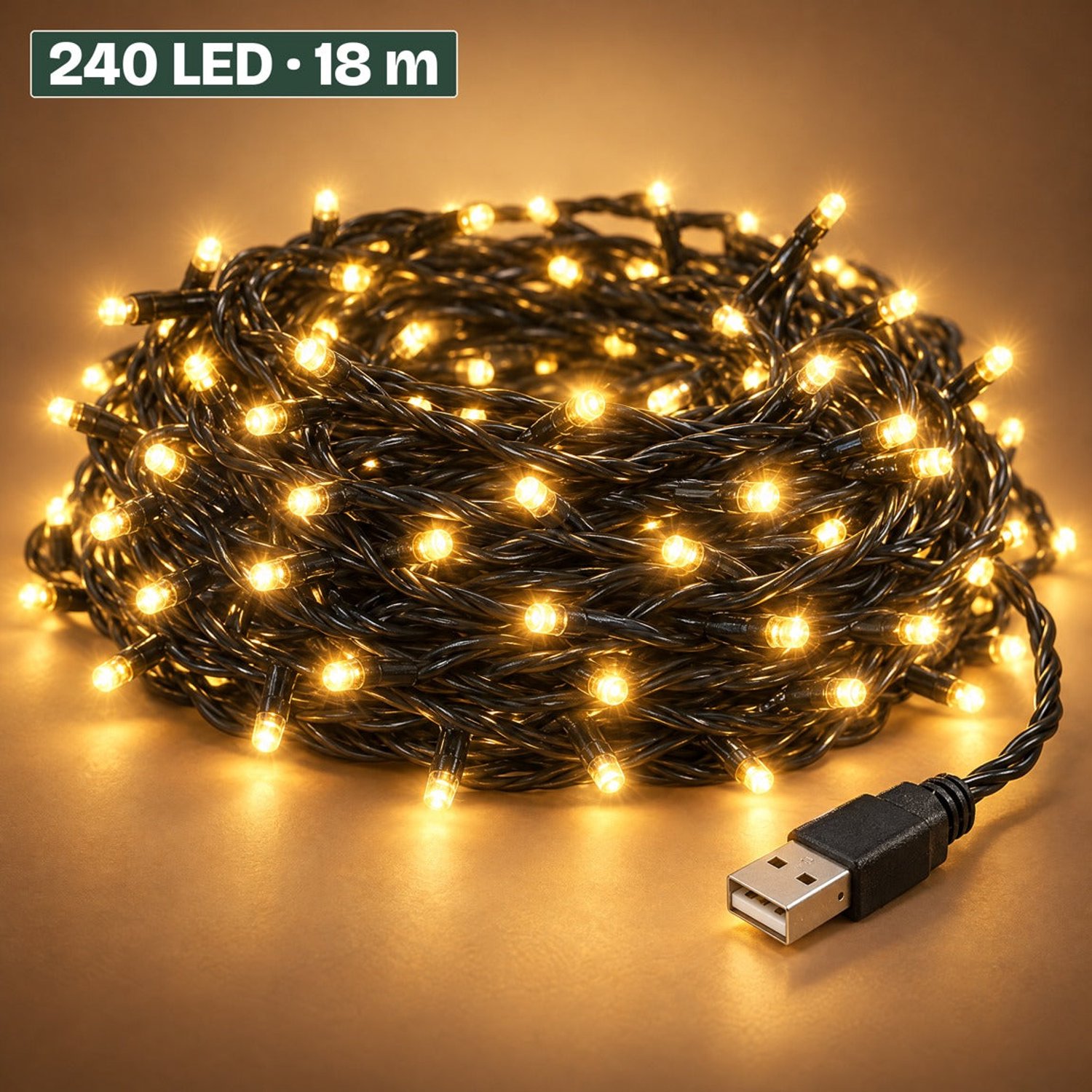 Levano Kerstverlichting Binnen 240 LED 18 m - Kerstboomverlichting - Lichtsnoer Binnen - LED Verlichting - Kerstlampjes Warm Wit - Lichtslinger Kinderkamer - Kerstlichtjes - Sfeerverlichting - Lichtketting - Lichtsnoer USB - Kerstlichtsnoeren