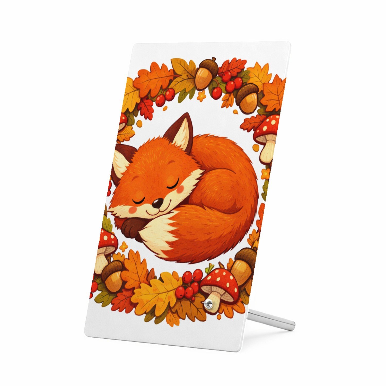Mr Cadeautjes Glasframe 11 x 16 - design Slapende vos in herfstbladeren | cadeau Wit