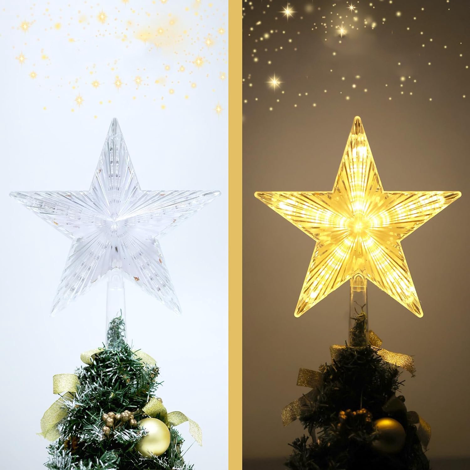 Ster Voor In De Top Van De Kerstboom - Kerstboomversiering In Warm Wit - Kerstboompiek Met Verlichting – foto 3