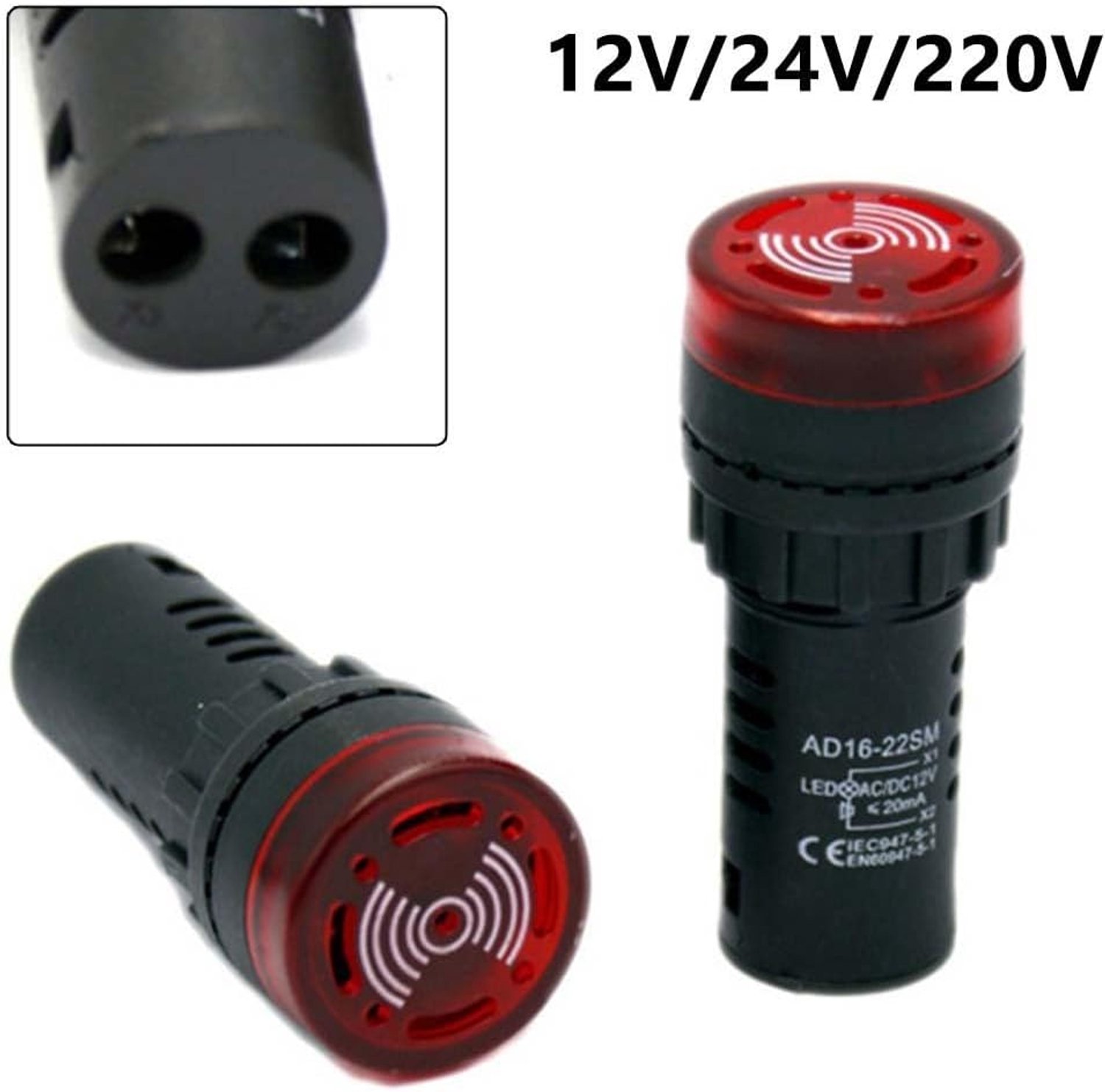 Rode LED-indicator 12V - Geluid Licht Alarm Flash Zoemer - Multifunctioneel - Houd waakzaamheid - ServiceTopper