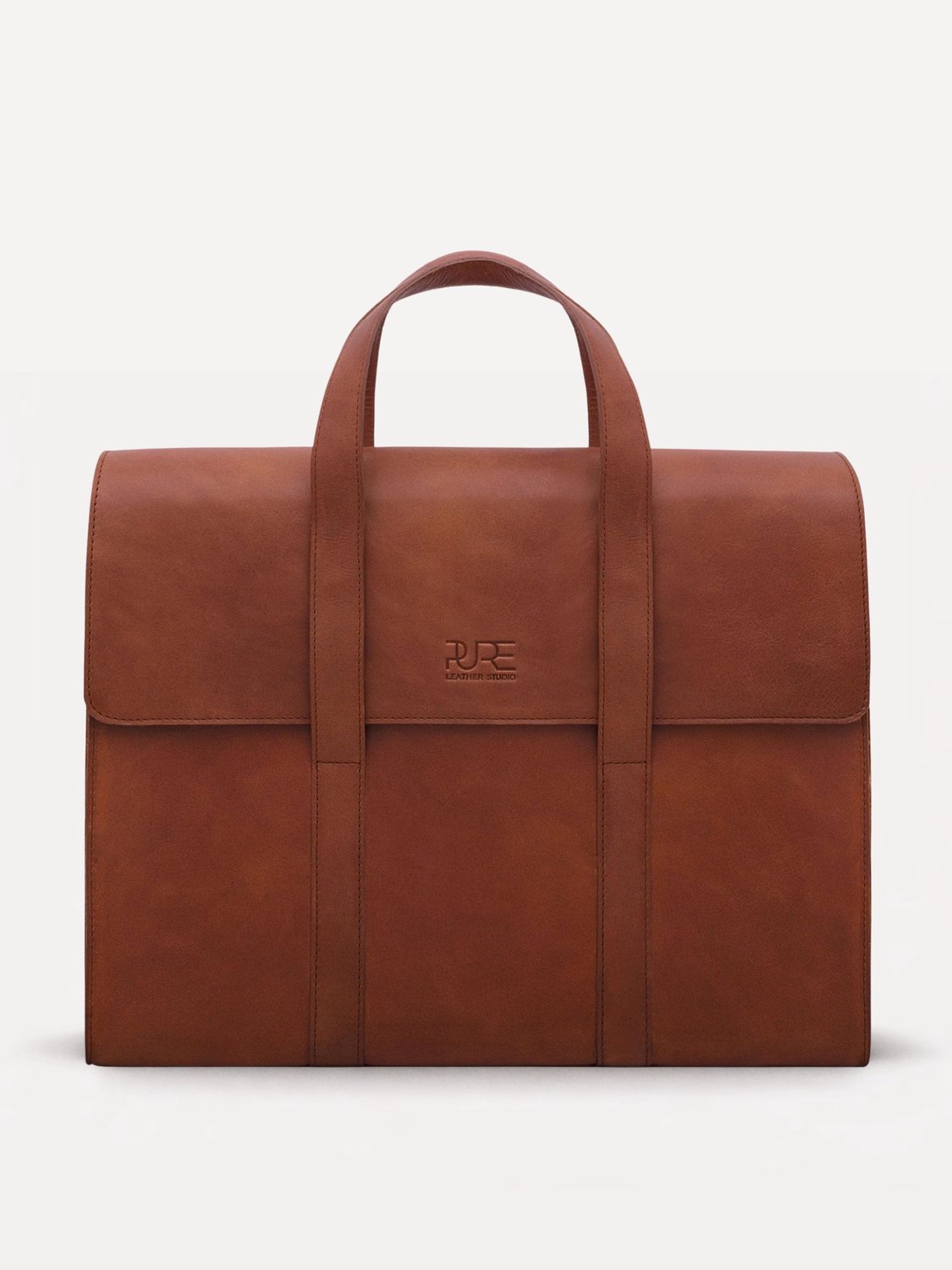 PURE Studios LESATH - Leren aktetas 15,6 inch - Cognac