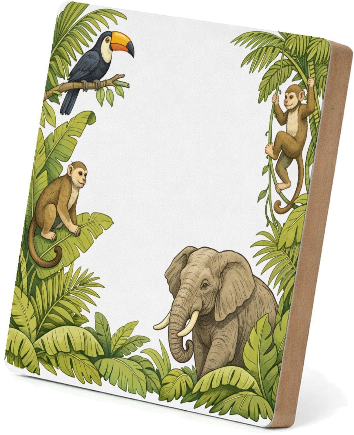 Mr Cadeautjes MDF staande fotolijst 15,2 x 15,2 - design Savanne-rand met grote rust in het midden | cadeau Wit