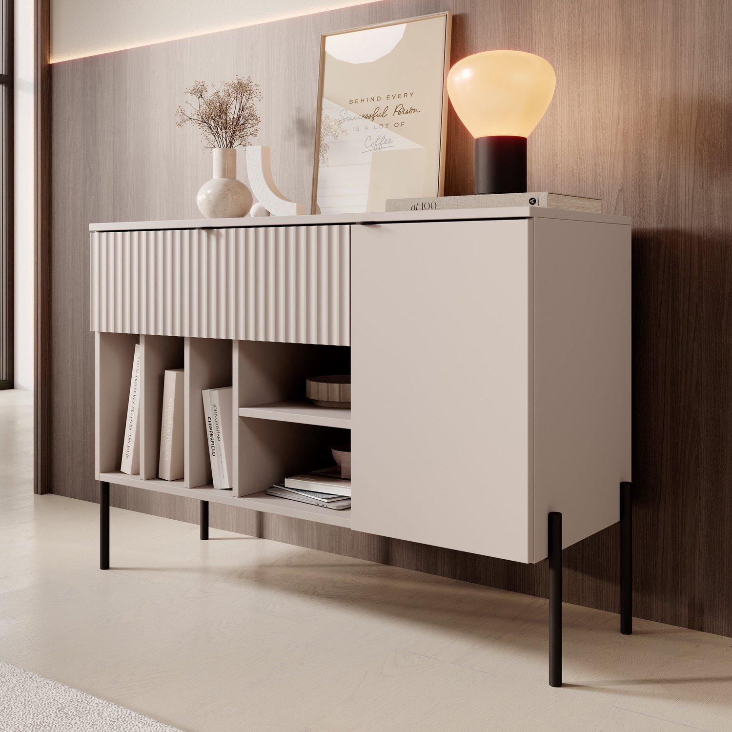 MEUBELLA Oriya - Dressoir - Beige - 105x40x75 cm