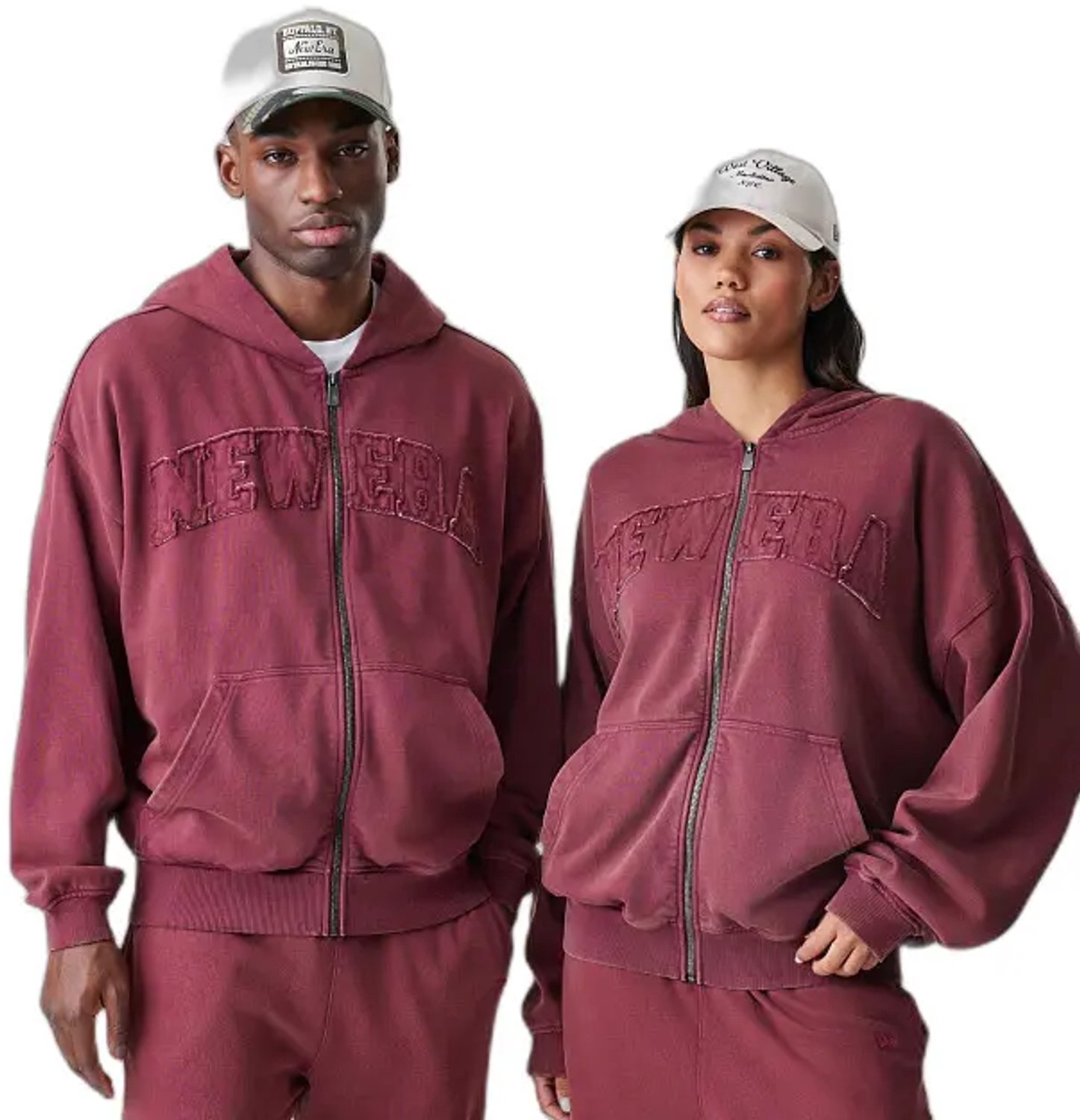 Hoodie New Era Washed Rood