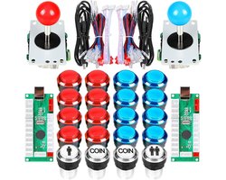 Arcade Kit - Rood en Blauw - Voor Raspberry Pi 3B - LED Verlichte Toetsen en Joystick - Voor 2 Spelers