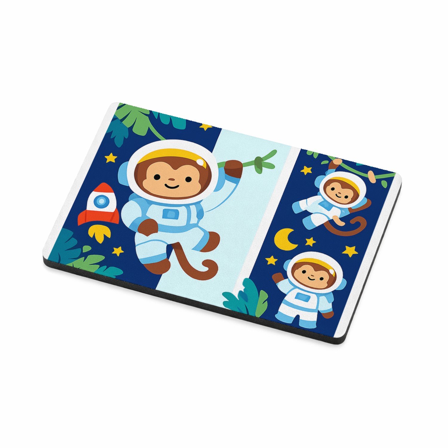 Mr Cadeautjes MDF magnetische fotolijst 7,5 x 5 - design Dromerige jungle met hangende aapjes en tropische bladeren | cadeau Wit