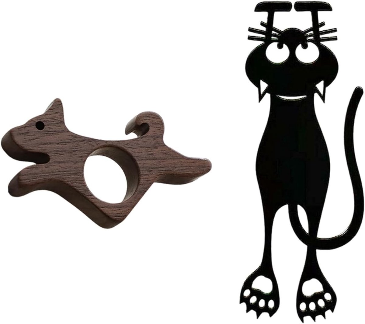 Houten Boekclip in Hond en Kat Vorm, Handige Leestools voor Boeken, Ideaal voor Kinderen en Volwassenen