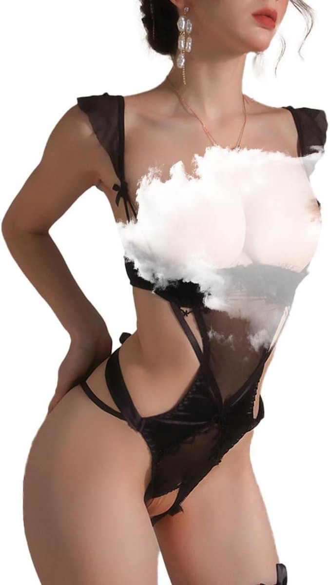 Verleidelijke Lingerie Set voor Vrouwen - Hollow Out Babydoll Bodysuit, Rugloos Nachtkleding, V-hals Teddy Clubwear, Diverse Kleuren en Maten beschikbaar