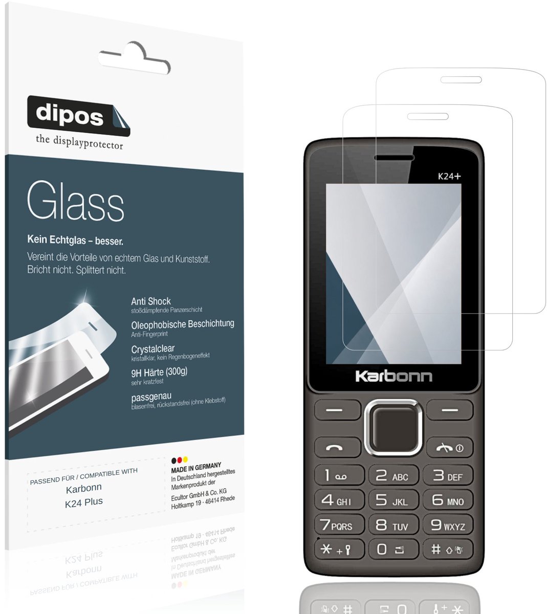 dipos – 2x Pantserfolie geschikt voor Karbonn K24 Plus | 9H Screenprotector