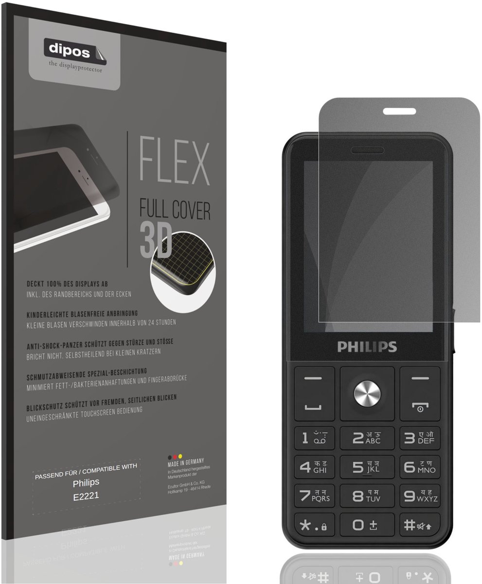 dipos FLEX – Matte Privacy Screenprotector geschikt voor Philips E2221 | Volledige Schermbescherming | Case-Friendly